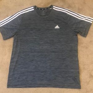 Large, Adidas, Gray and White T-Shirt